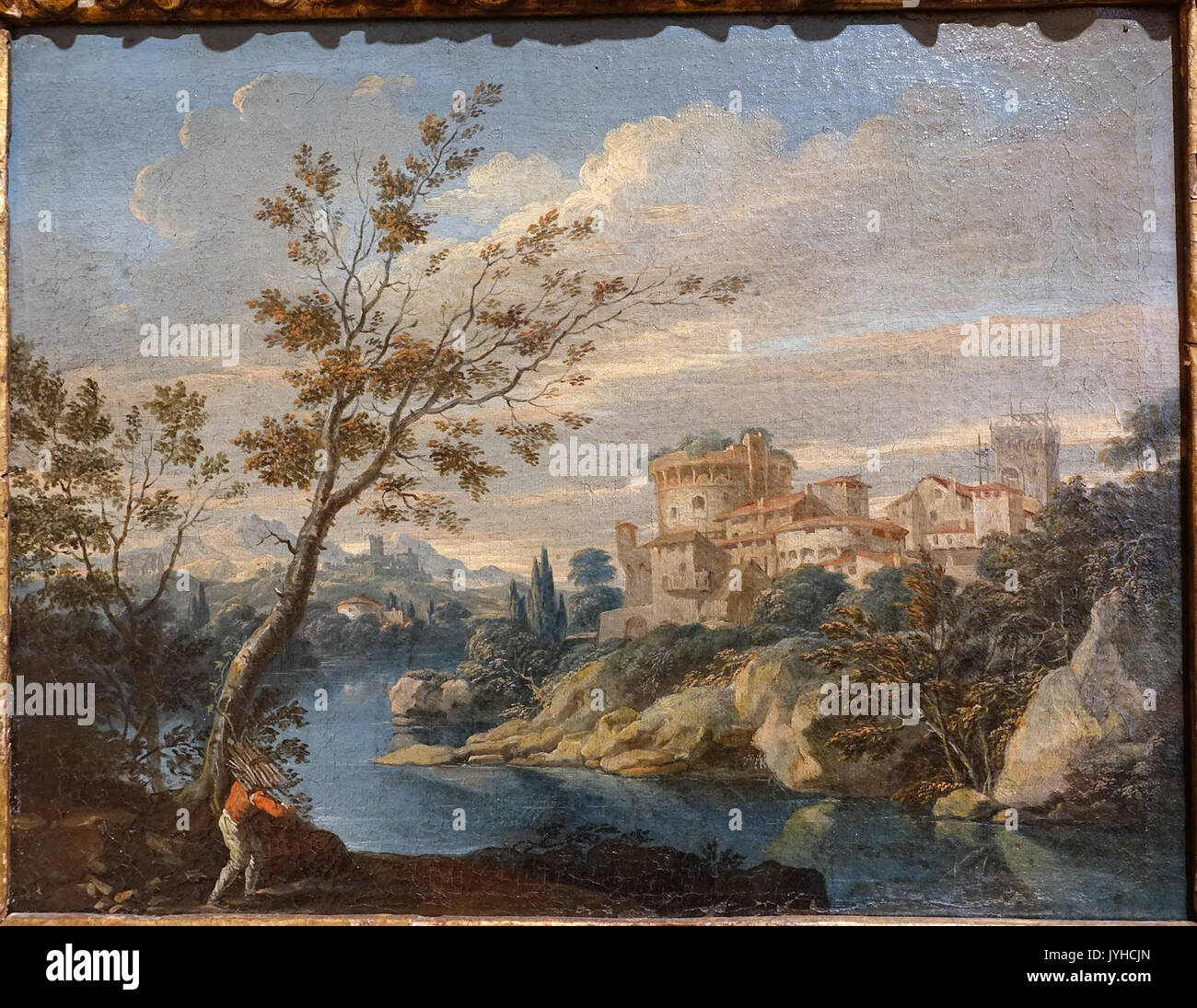 Un paesaggio fluviale con una figura da Marco Ricci, 1710s, olio su tela Blanton Museum of Art di Austin, Texas DSC08042 Foto Stock