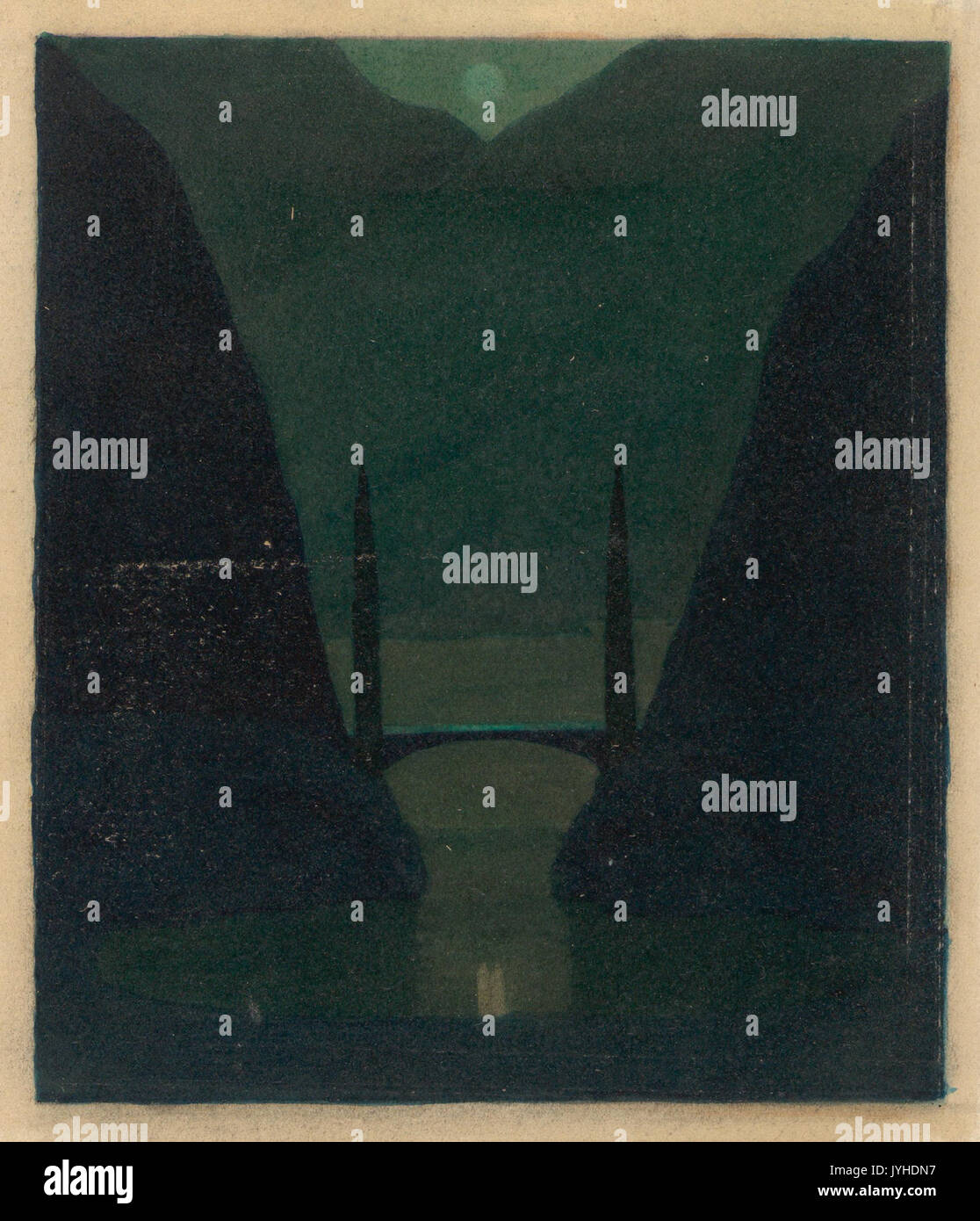 Un ponte in un paesaggio montuoso, eventualmente uno stadio set design incontrato DP856518 Foto Stock