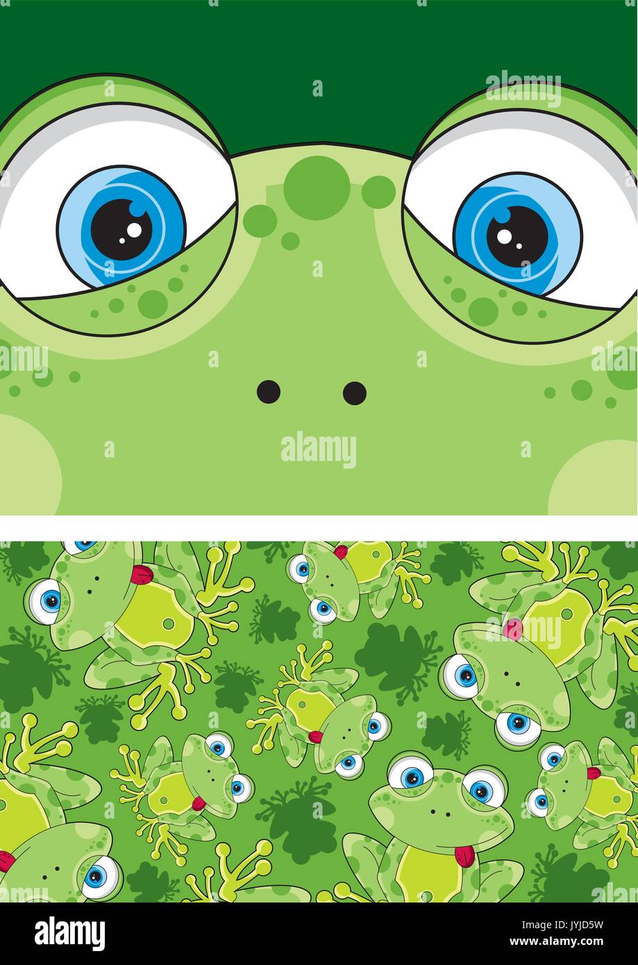 Cartoon carino Rana e Pattern illustrazione vettoriale Illustrazione Vettoriale