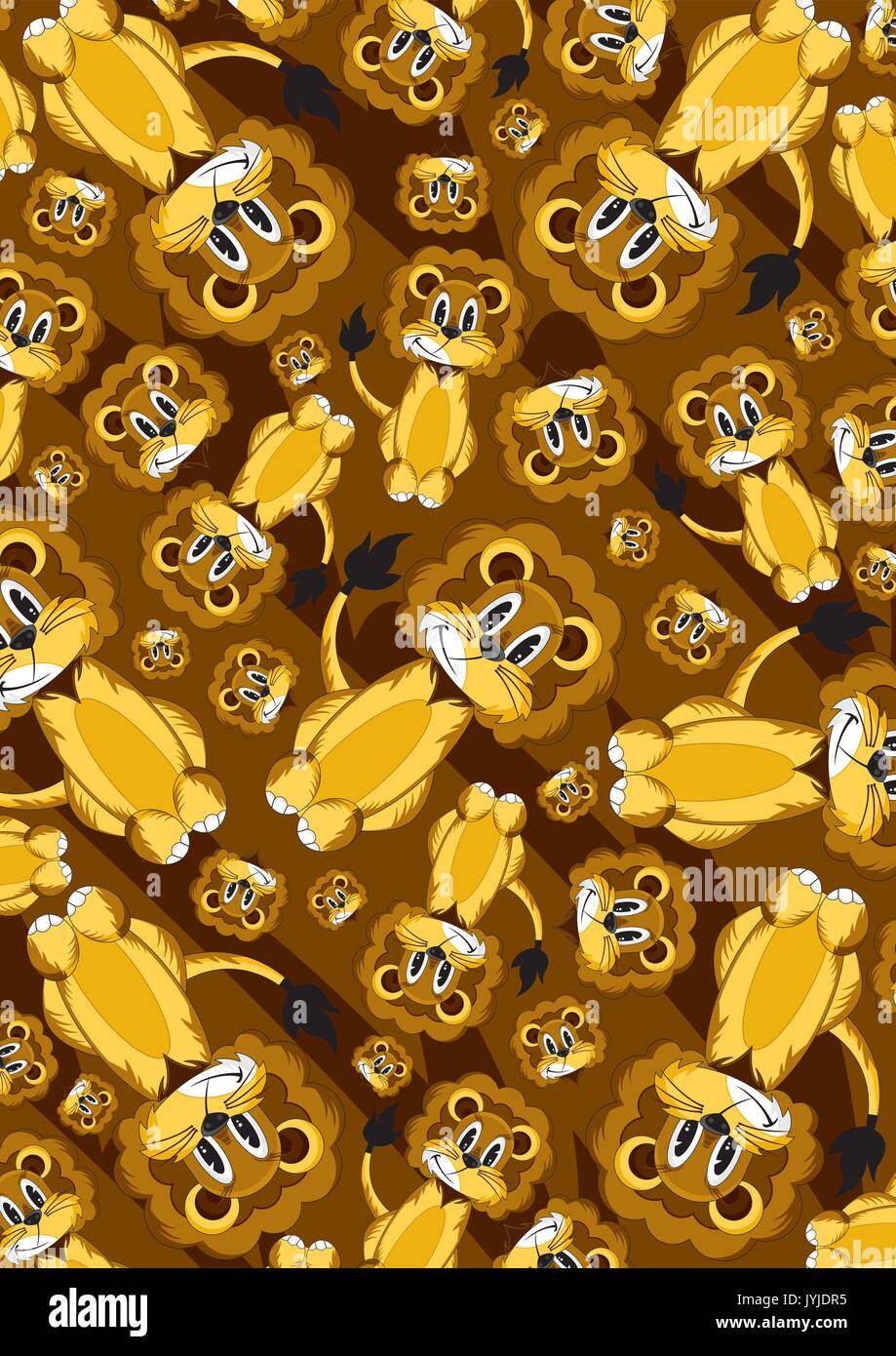 Cartoon carino Lion Pattern illustrazione vettoriale Illustrazione Vettoriale