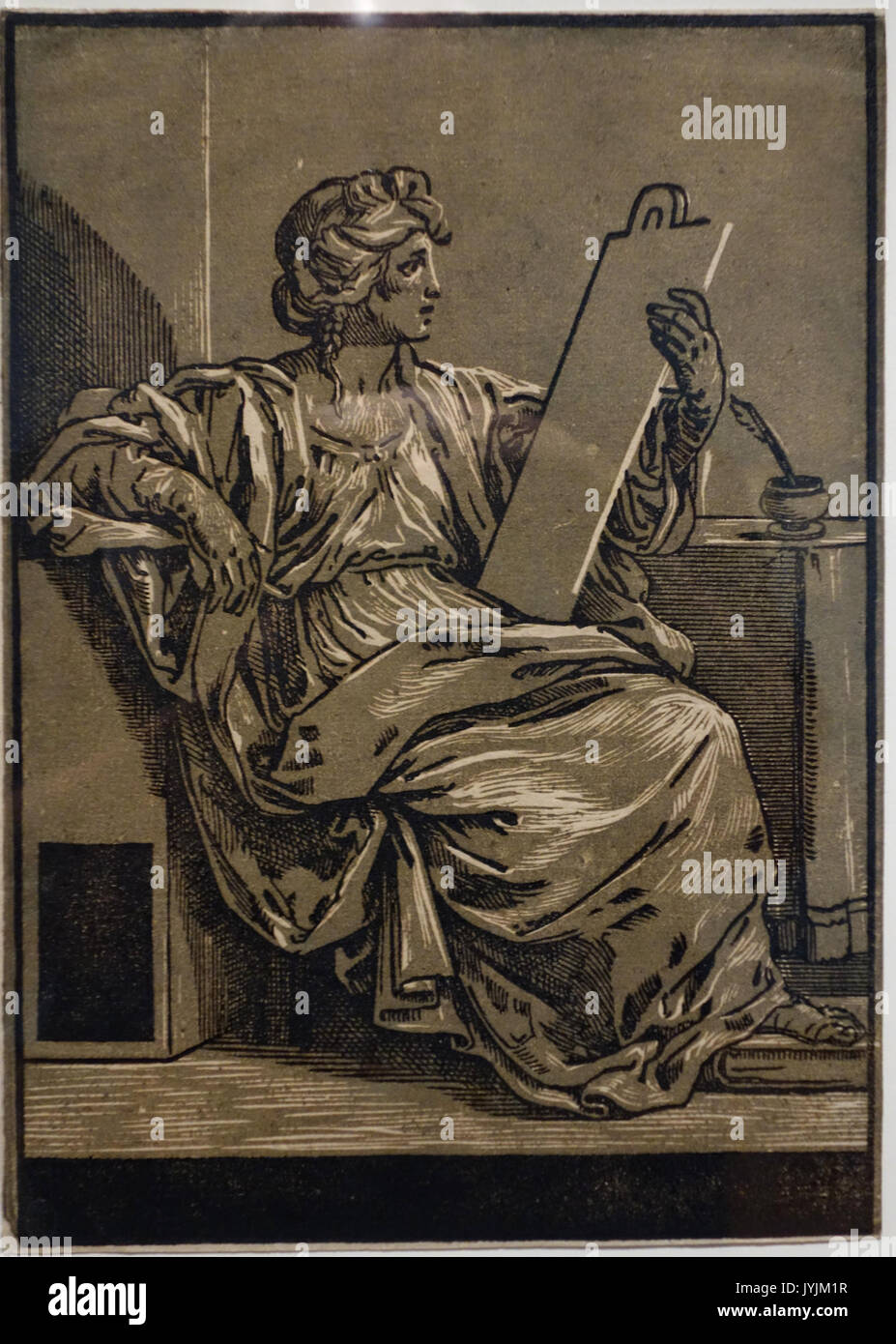 Una Sibilla (dopo Guido Reni), da Bartolomeo Coriolano, c. 1645, incisione  a legno in chiaroscuro Museo Nazionale di Arte Occidentale di Tokyo  DSC08316 Foto stock - Alamy