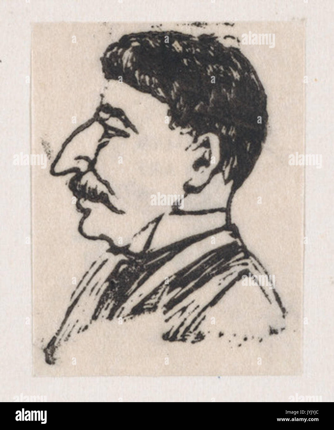 Un profilo di un uomo con un baffi scuri e grande naso incontrato DP869207 1 Foto Stock