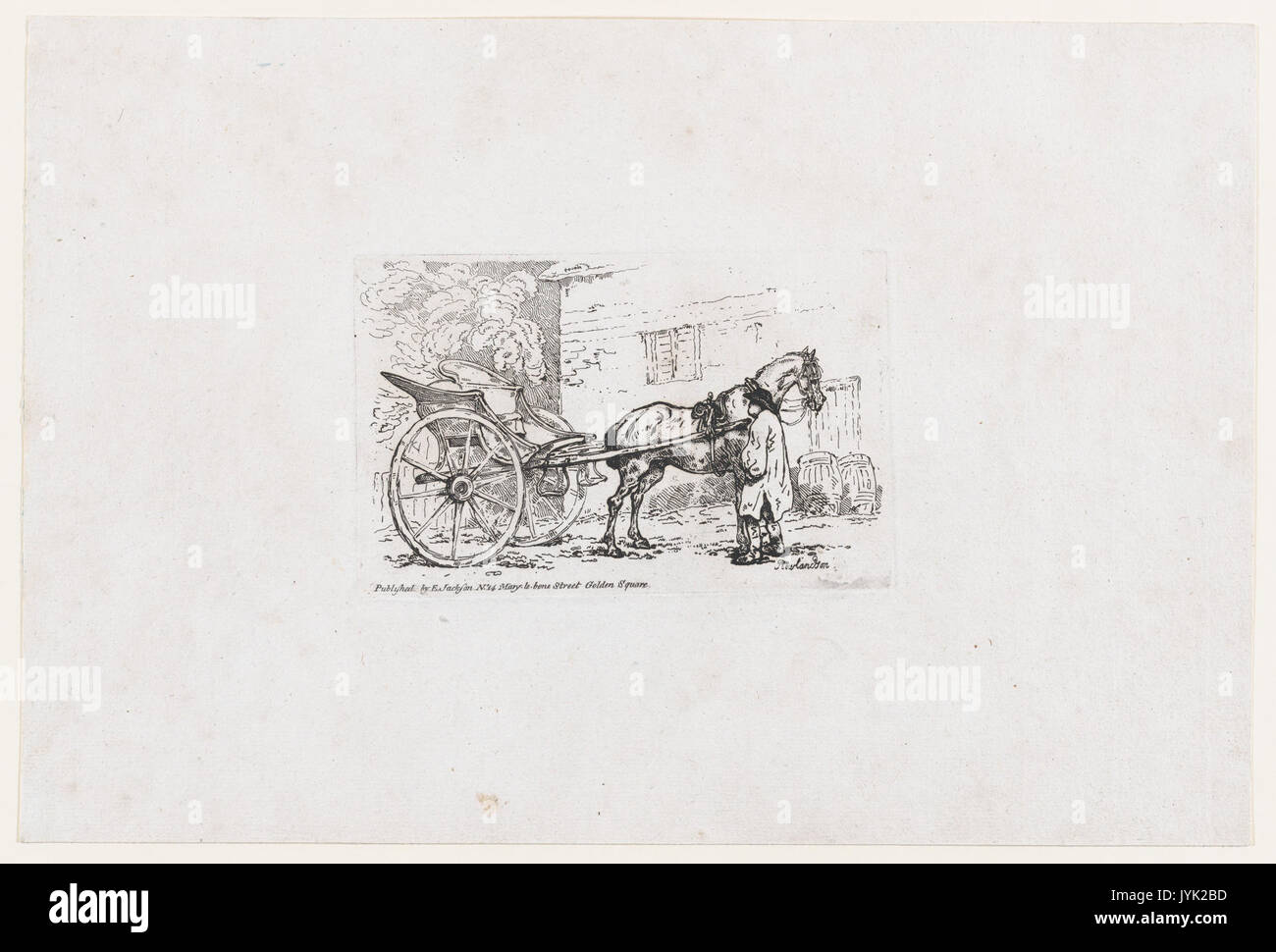 Un uomo in piedi da un cavallo e Chaise o cabriolet, da un nuovo libro di cavalli e carrozze incontrato DP871807 Foto Stock