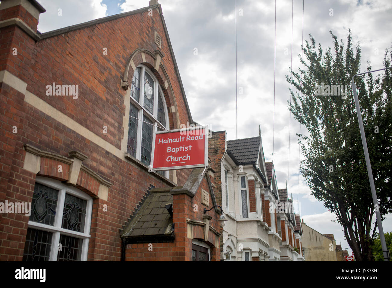 Esterno di Hainault Road Baptist Church, Leyton, Londra. Foto Stock