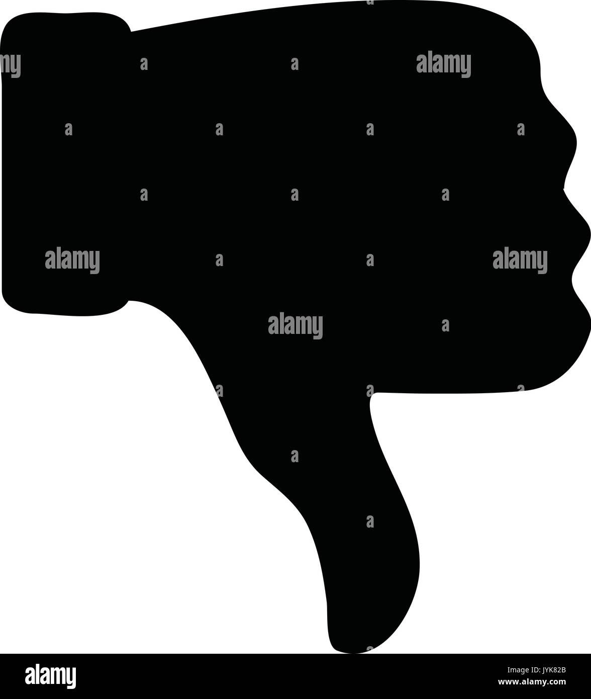 Un bianco e nero silhouette di un pollice in giù gesto Illustrazione Vettoriale