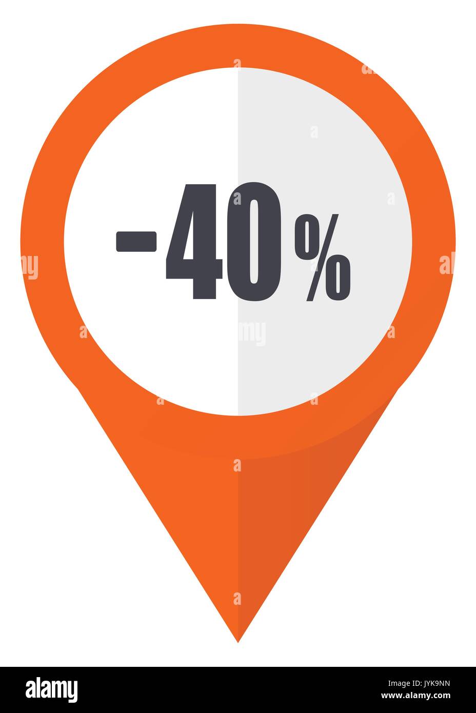 40 percento di vendita al dettaglio puntatore arancione icona vettoriale in formato eps 10 isolato su sfondo bianco. Illustrazione Vettoriale