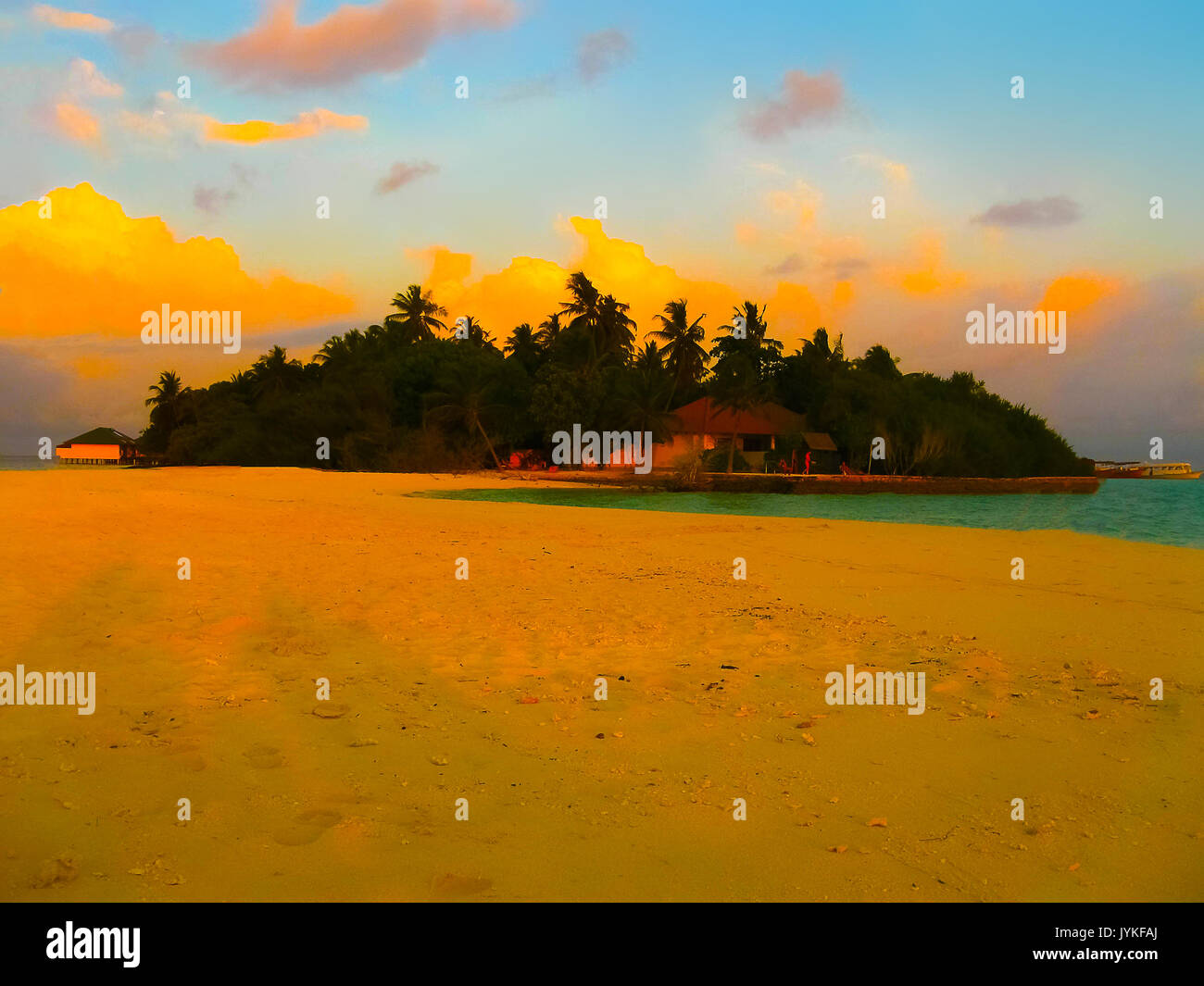 Villaggio Embudu Island, Maledives, Oceano Indiano Foto Stock