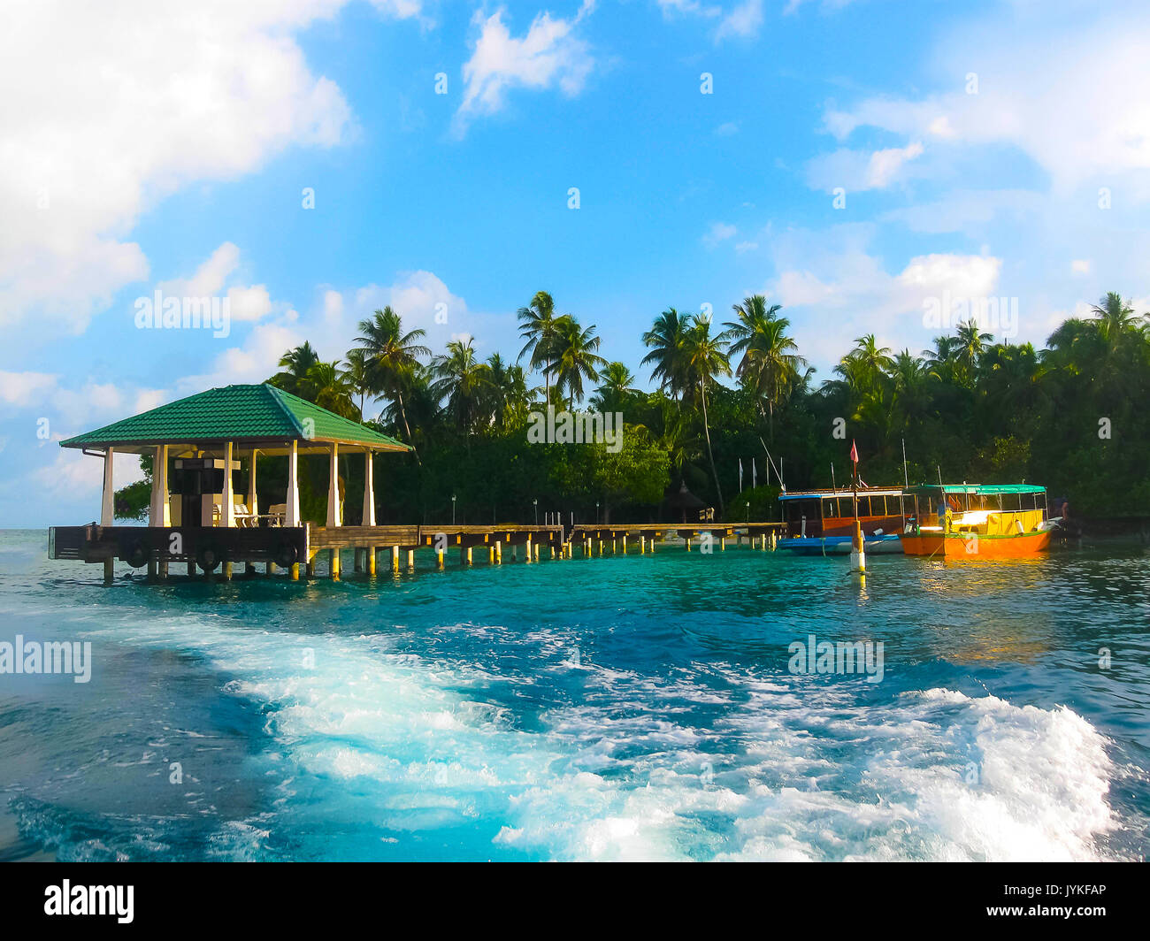 Villaggio Embudu Island, Maledives, Oceano Indiano Foto Stock