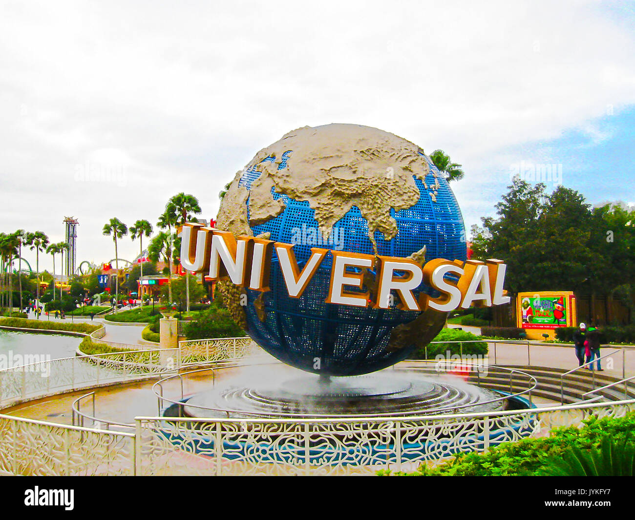 Orlando, Stati Uniti d'America - 04 Gennaio 2014: il famoso Globo universale per gli Universal Studios Florida theme park Foto Stock