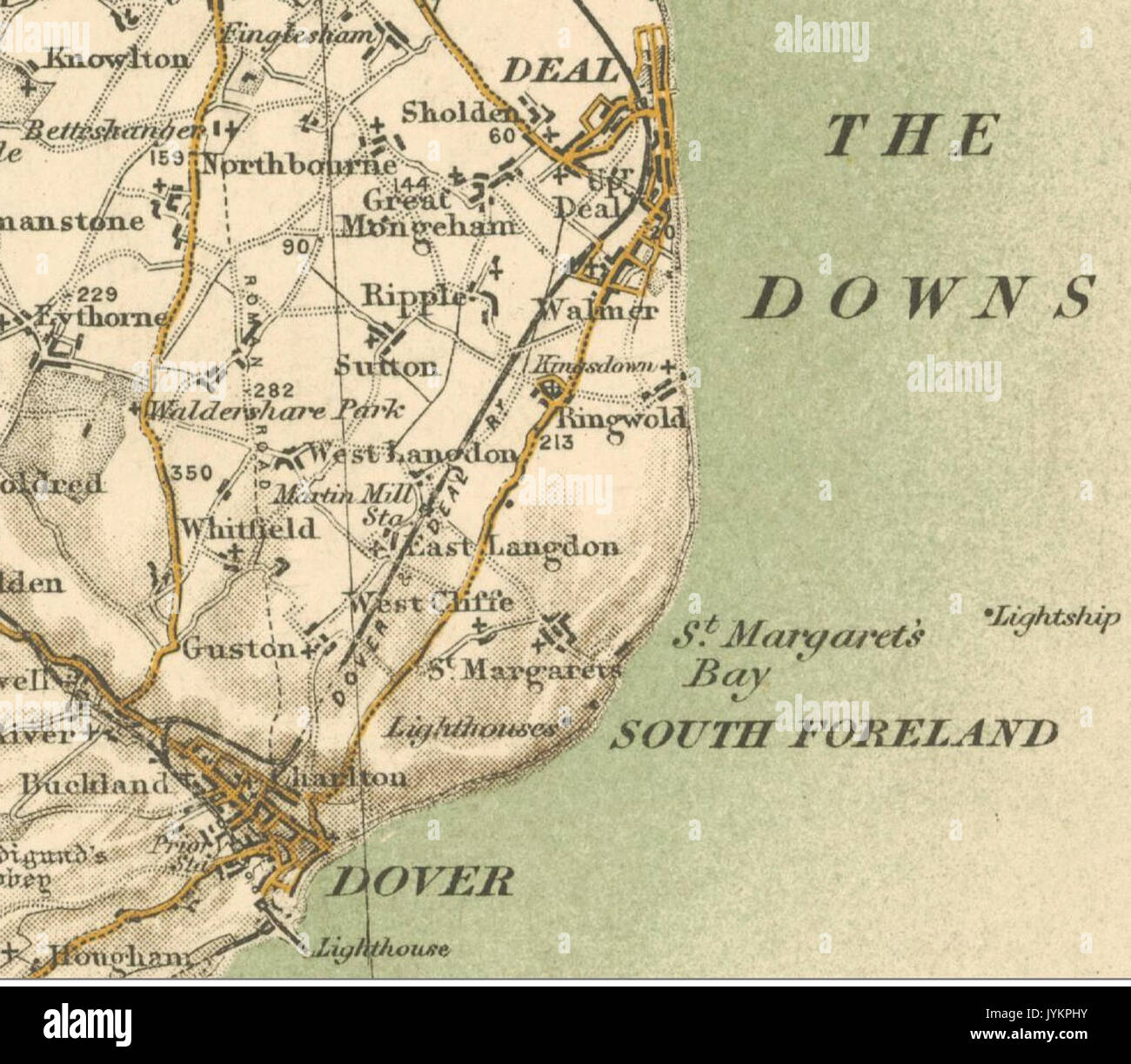 Xix secolo Mappa di Sutton, Kent Foto Stock