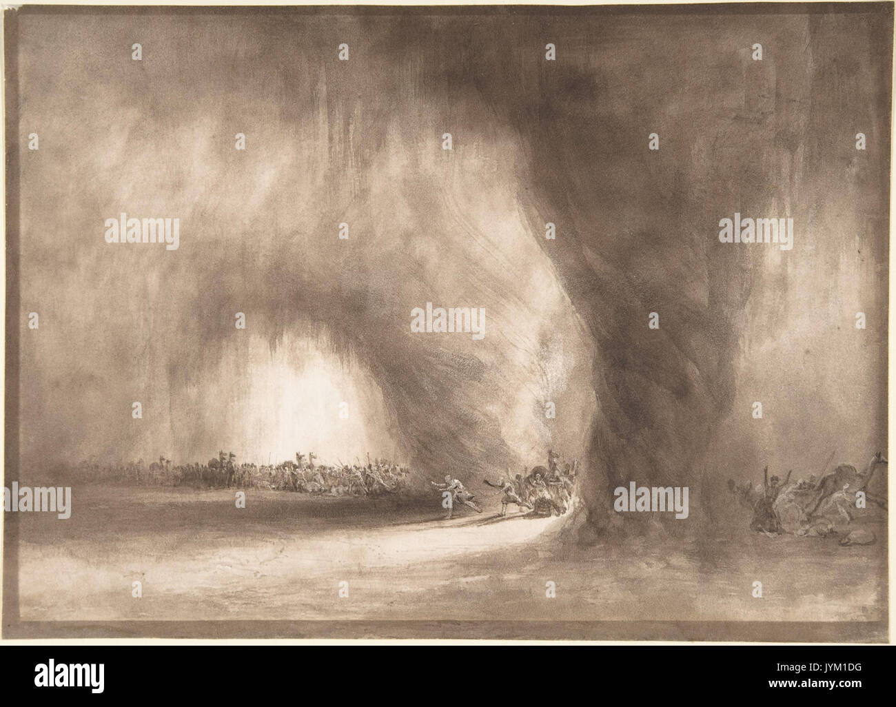 Una colonna di viaggiatori orientali diffusa da una tempesta di polvere (gli Israeliti passando attraverso il deserto preceduta dalla colonna di nuvole) INCONTRATO DP805116 Foto Stock