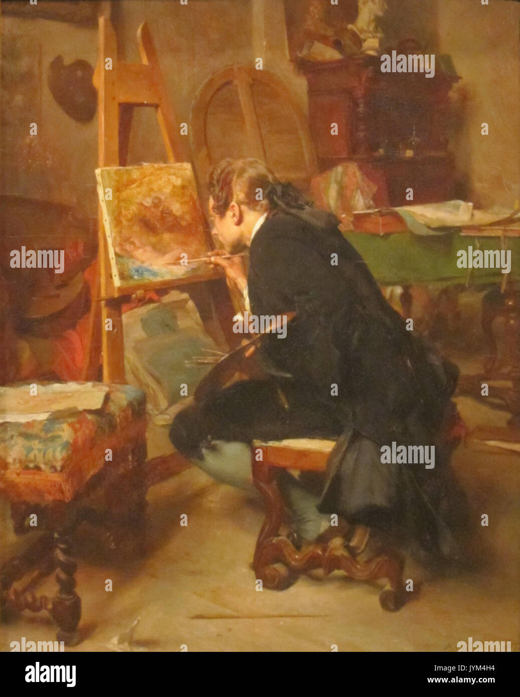 Un pittore, olio su mogano dipinto da Ernest Meissonier, 1855 Foto Stock Un pittore, olio su mogano dipinto da Ernest Meissonier, 1855 Foto Stock
