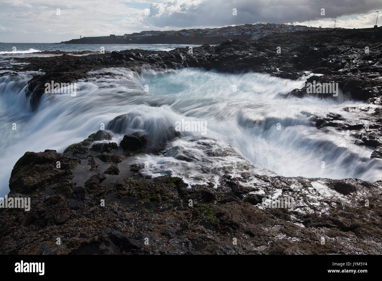 Acqua vortex, Bufadero de La Garita, Telde, Gran Canaria, Spagna Foto Stock