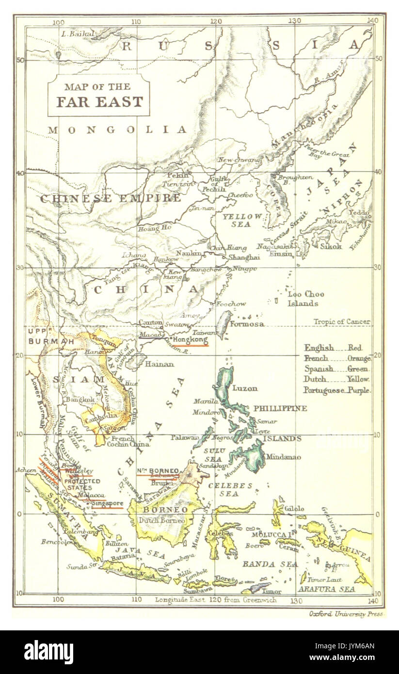 Mappa dell'Estremo Oriente (1888) Foto Stock