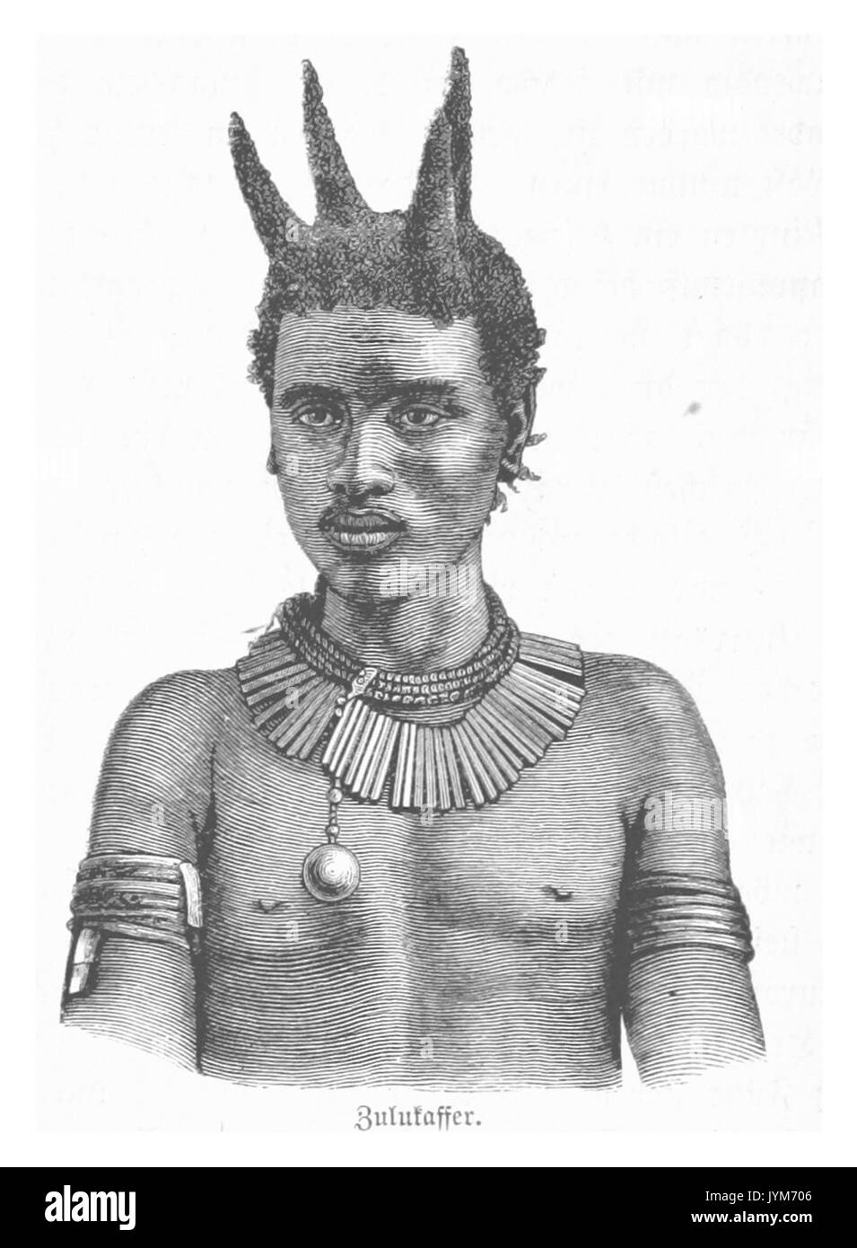 Zulukaffer mit Haartracht und Schmuck Foto Stock
