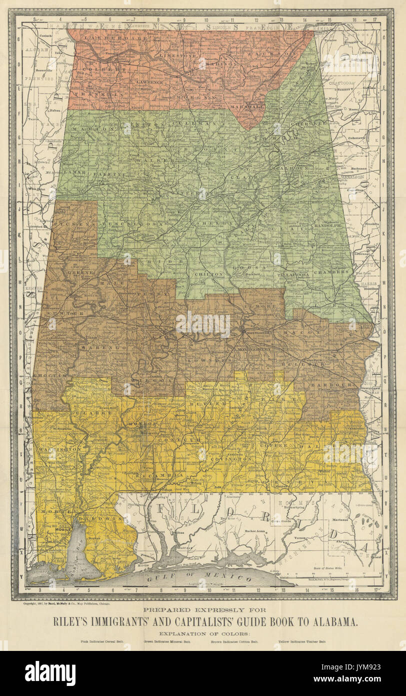 AL1887 pg009 Mappa di Alabama Foto Stock