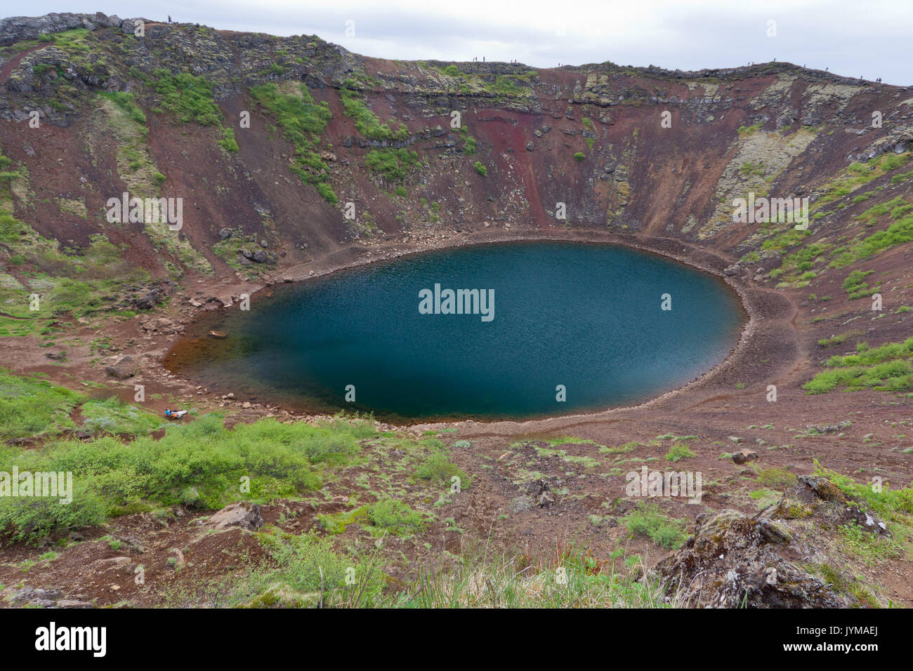 Kerid o Kerith vulcano con belle blu ovale lago nel cratere Foto Stock