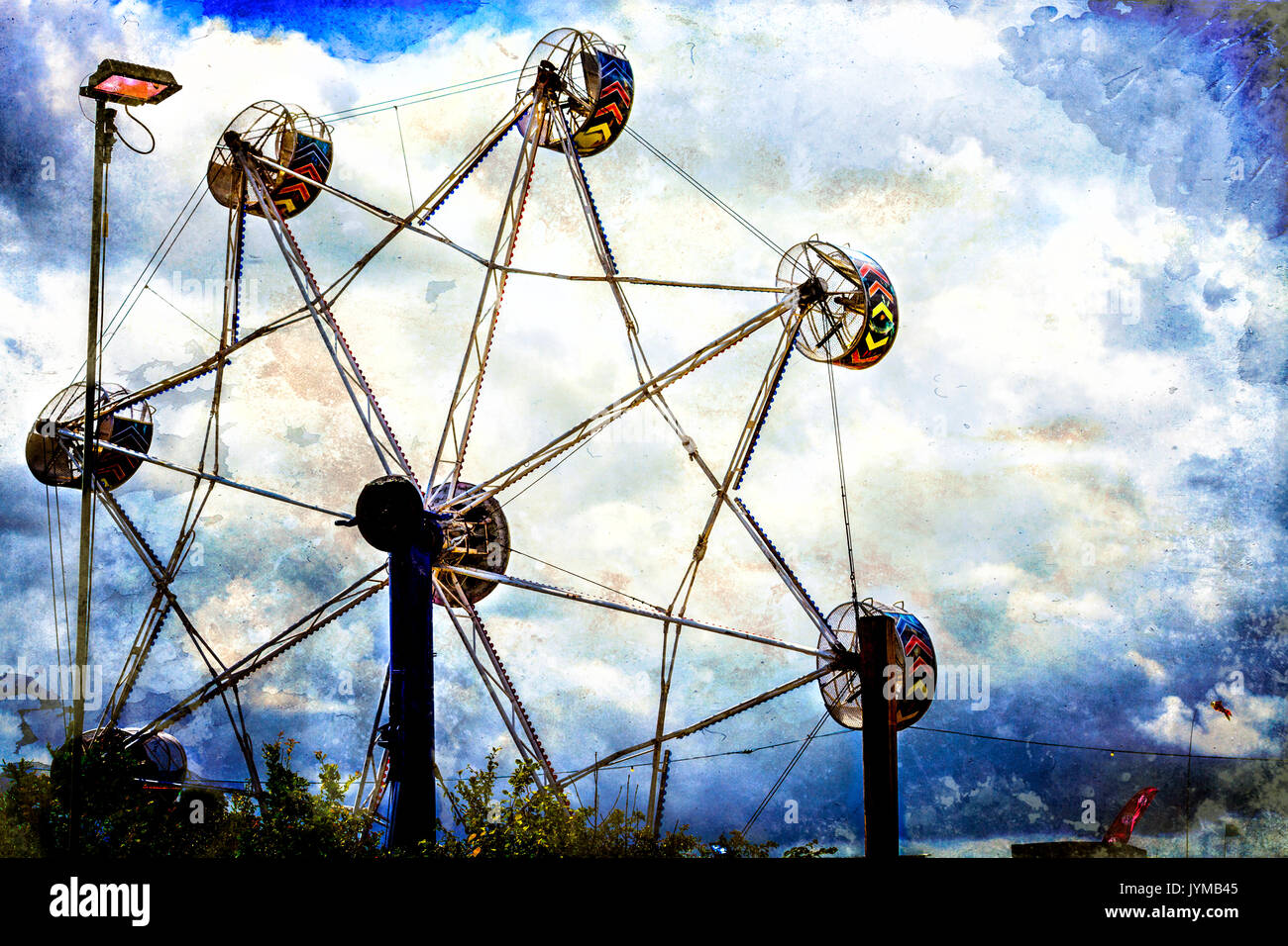Ruota panoramica Ferris guidare in una fairgound Foto Stock