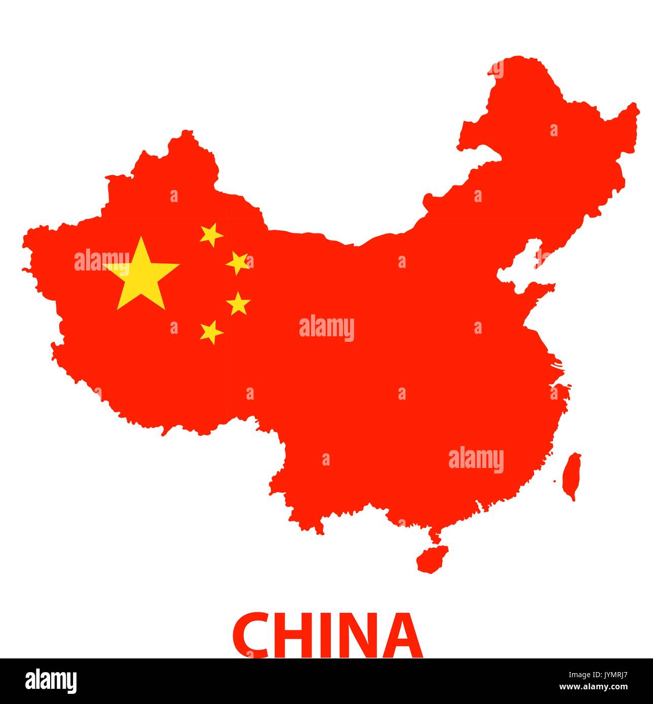 La mappa dettagliata della Cina con bandiera Illustrazione Vettoriale