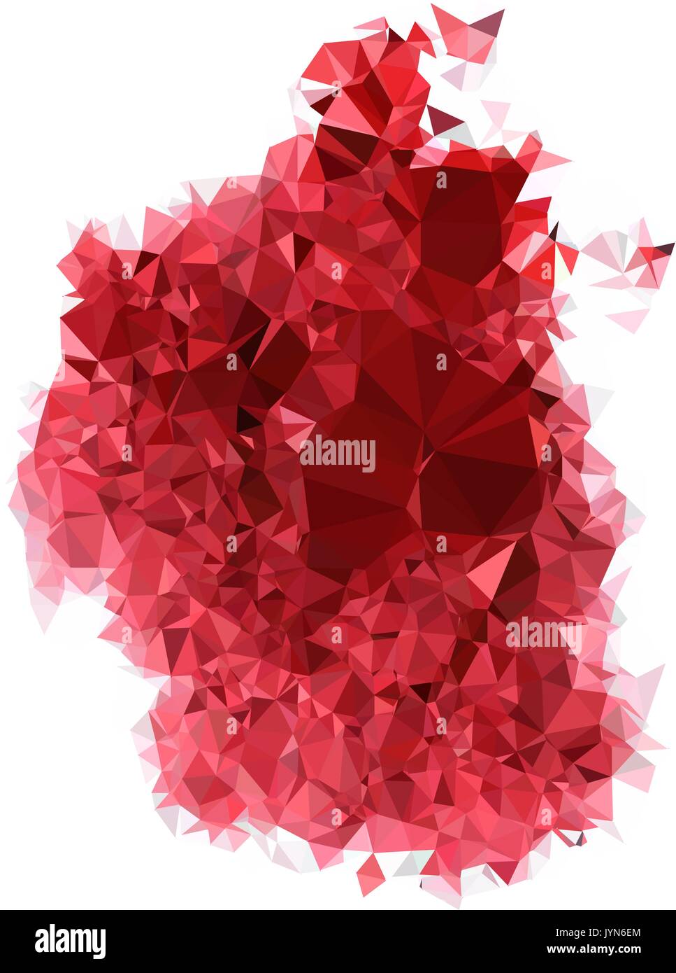 Di colore in astratto forma splash. Triangolati bassa geometrica poli sfondo, sfumature rosse. Isolato su bianco. Per il vostro design. Illustrazione Vettoriale