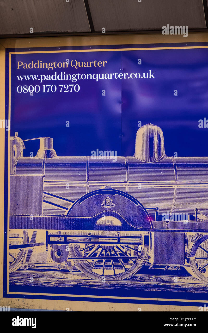 Paddington trimestre scheda display su Praed Street, Paddington, London, England, Regno Unito Foto Stock