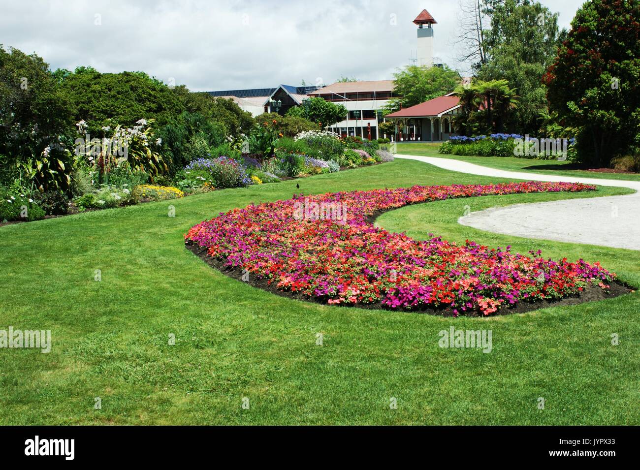 Il giardini presso il Palazzo del Governo a Rotorua, Nuova Zelanda Foto Stock