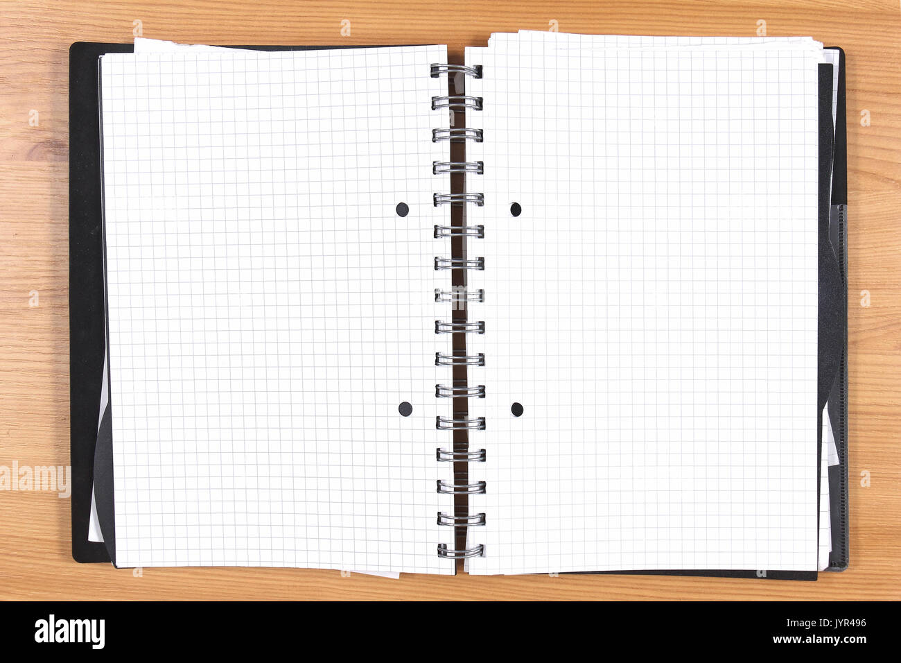 Aprire il notebook a spirale con vuote pagine vuote Foto Stock