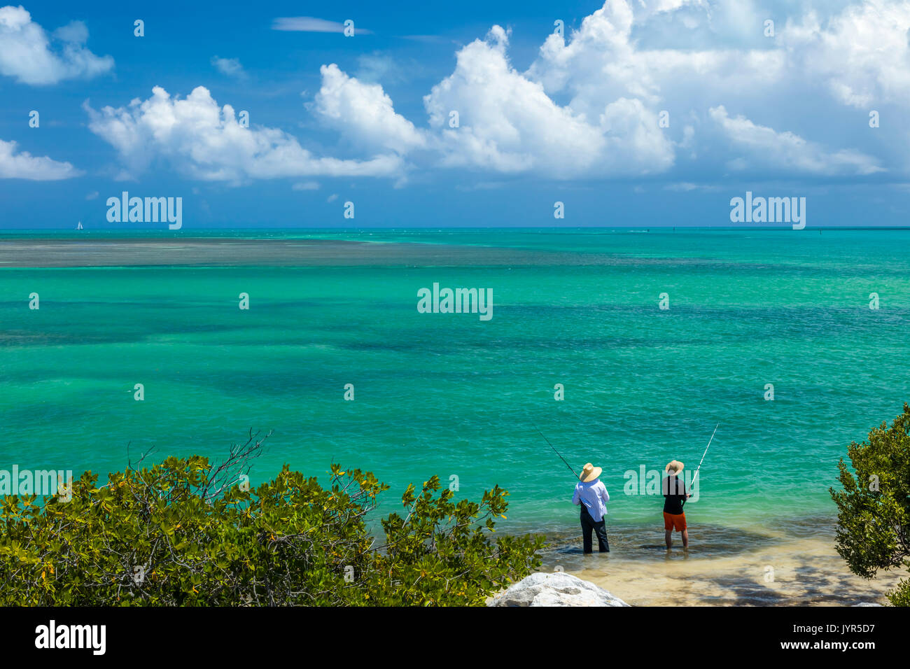 La pesca nell'Oceano Atlantico in Florida Keys Foto Stock