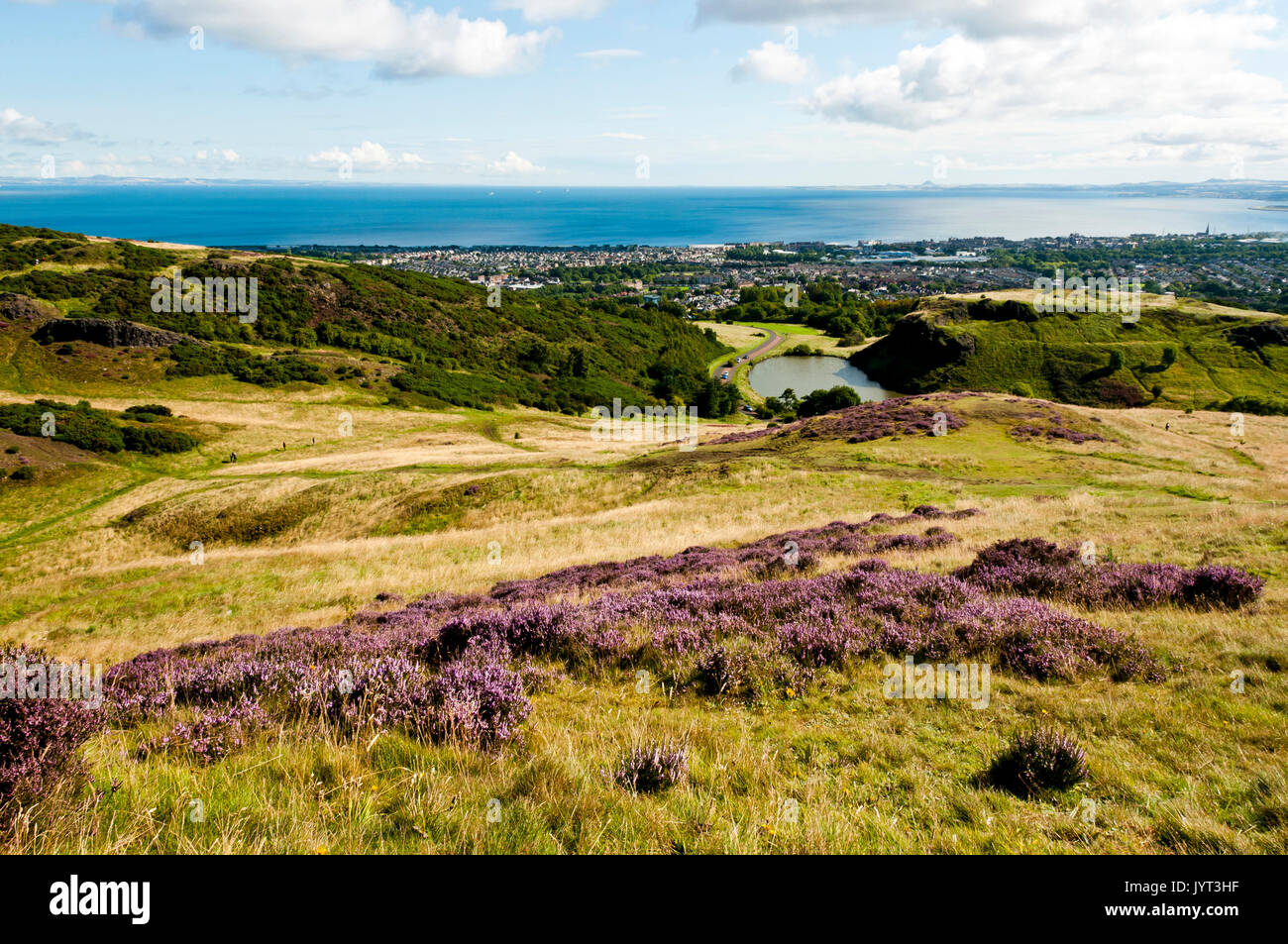 La vista da Arthur' Seat, Holyrood Park, Edimburgo, Scozia. Foto Stock