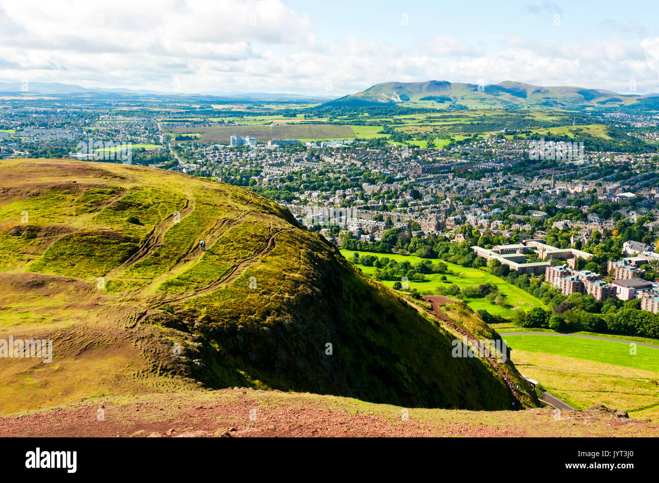 La vista da Arthur' Seat, Holyrood Park, Edimburgo, Scozia. Foto Stock