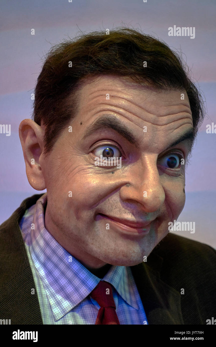 Mr Bean waxwork viso vicino fino Foto Stock