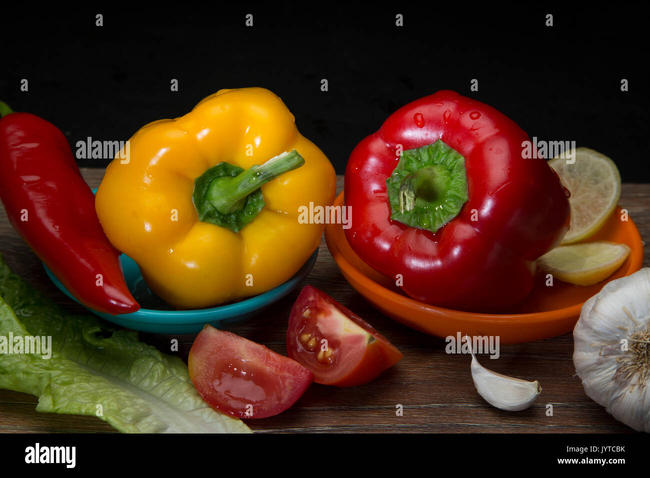 Verdure, insalata di verdure, ortaggi freschi, brodo di verdura, still life Foto Stock