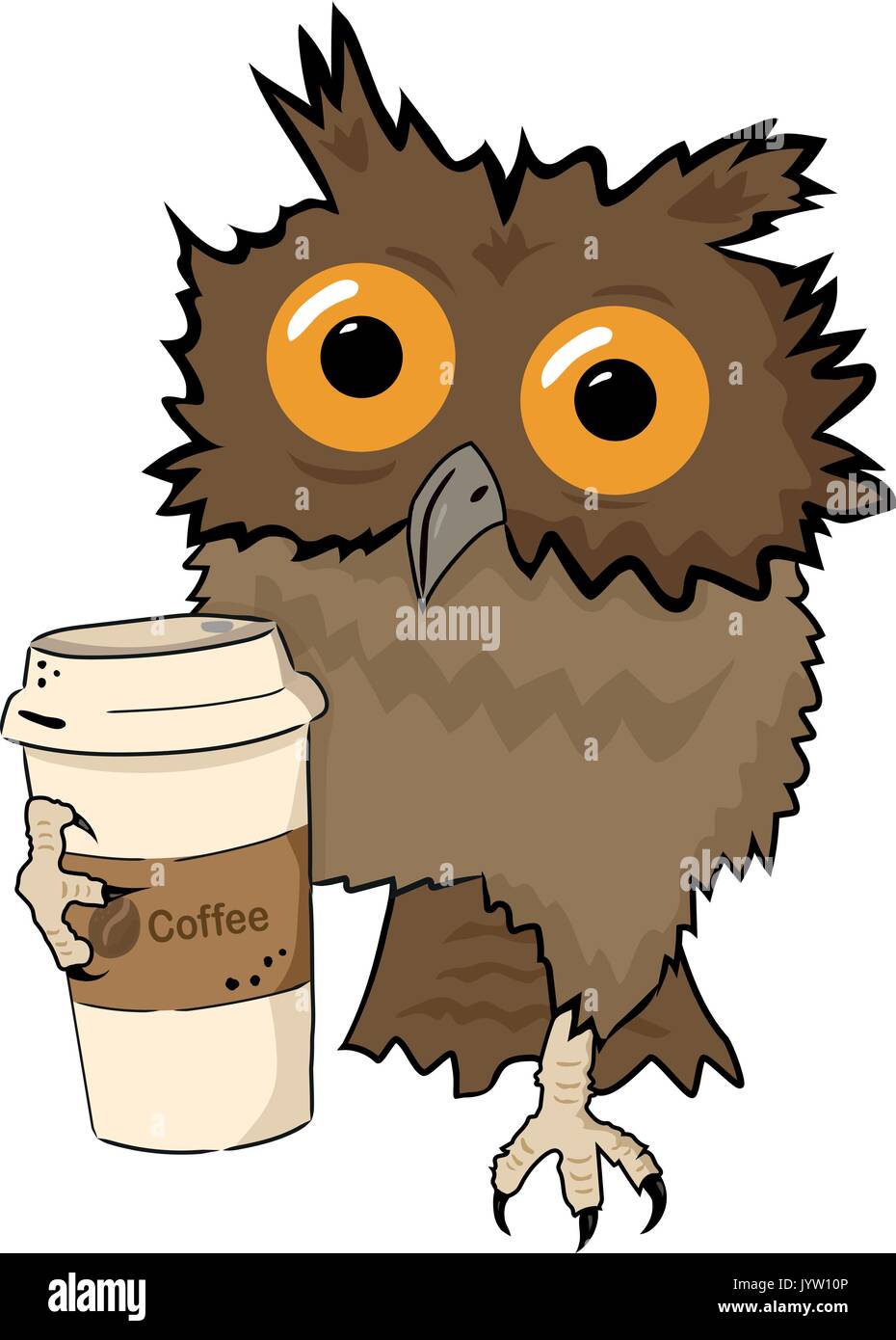 Owl Con Tazza Di Caffe Divertente Personaggio Isolato Su Bianco Ispiratrice Mattina Poster Per Cafe Menu Immagine E Vettoriale Alamy