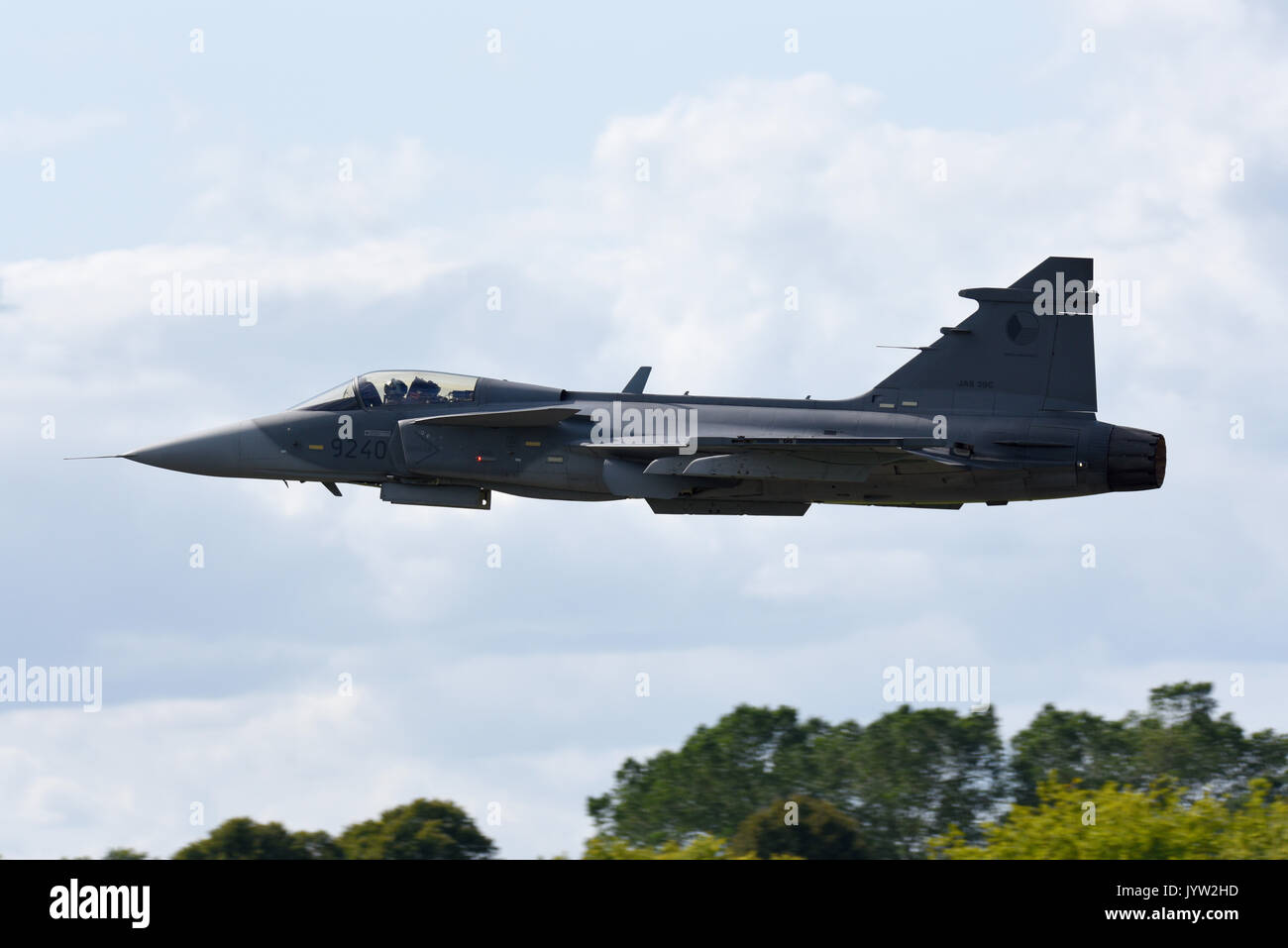 Saab JAS-39 Gripen aereo da combattimento dell'Aeronautica militare ceca in mostra al Biggin Hill Festival of Flight Airshow Foto Stock