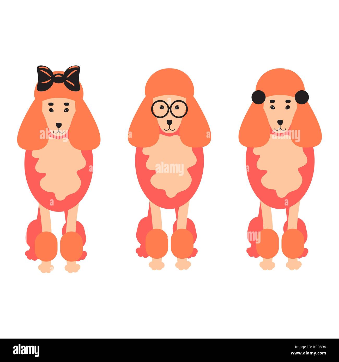 Tre cani barboncino illustrazione vettoriale. Illustrazione Vettoriale