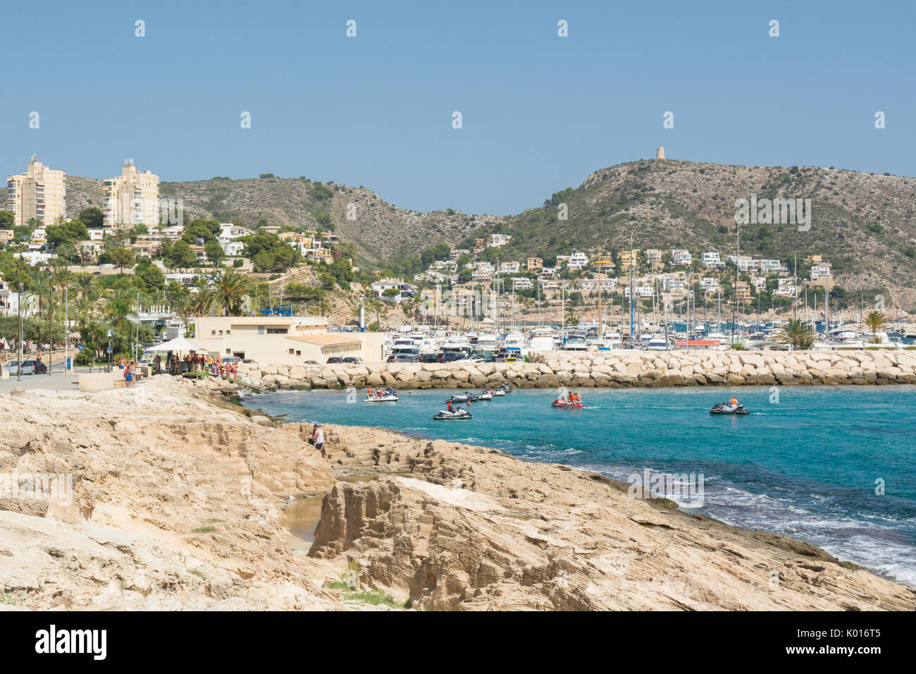 Moraira - jet sci a noleggio in Costa Blanca holiday resort - Moraira, Alicante Foto Stock