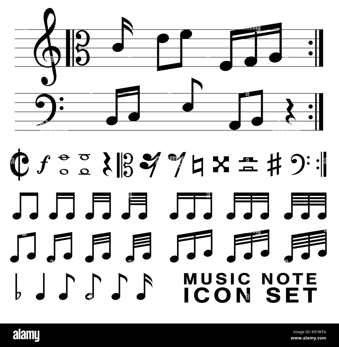 Standard note musicali di set di simboli di EPS vettoriali10 Illustrazione Vettoriale