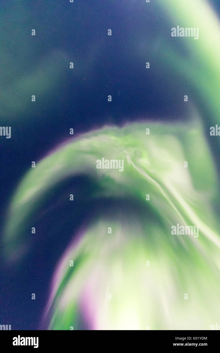 Cielo stellato e le luci verdi delle aurore boreali nel polare notte artica Senja Tromsø Norvegia Europa Foto Stock