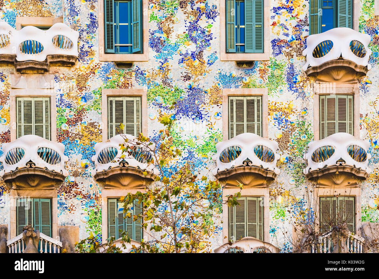 Barcellona, in Catalogna, Spagna, Europa meridionale. L'unico Antoni Gaudì architettura della Casa Batllo. Foto Stock