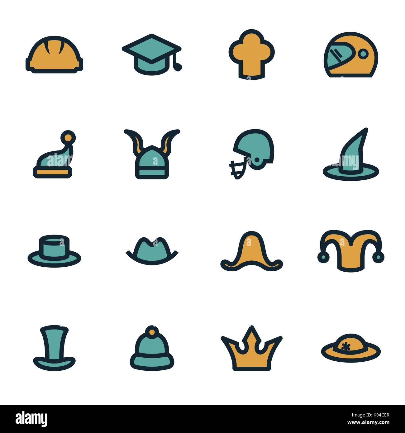 Vettore casco piatto set di icone Illustrazione Vettoriale