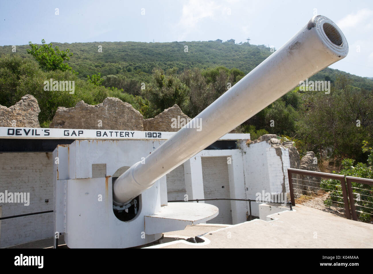Devil's Gap batteria nel British Overseas territorio di Gibilterra che si affaccia sulla baia di Gibilterra. Esso è stato installato nel 1902 Foto Stock
