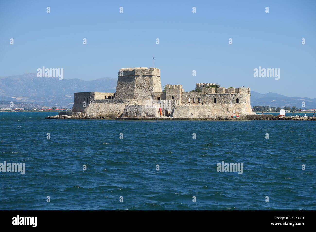 Il castello di Bourtzi, Nauplion, Grecia Foto Stock