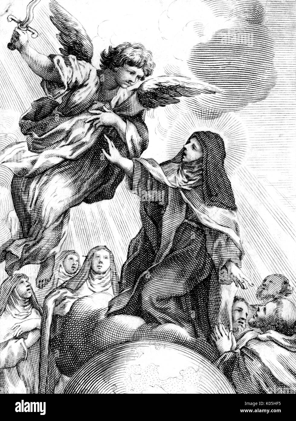 Santa Teresa d'Avila con angelo di giustizia Foto Stock