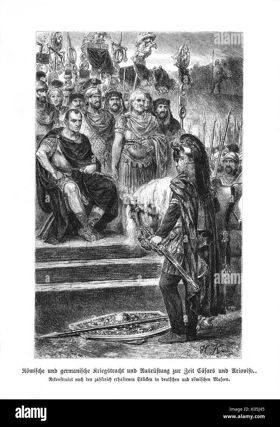 Una conferenza tra i tedeschi e i Romani. Data: circa 50 BC Foto Stock
