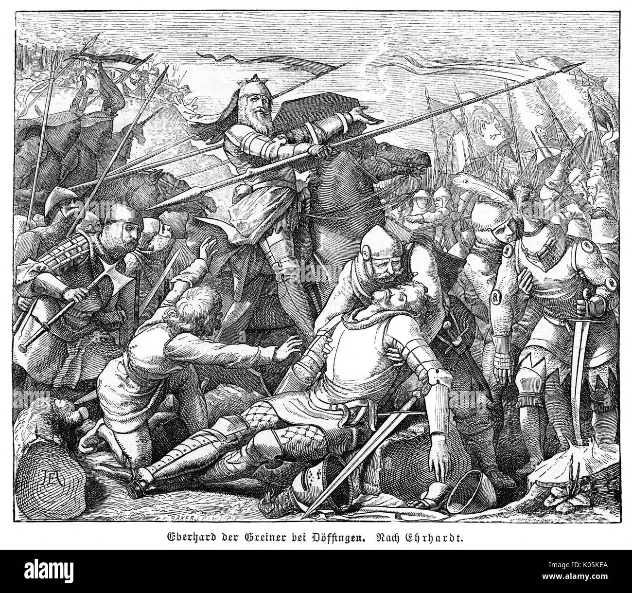 Eberhard II (der Greiner) a Doeffingen Data: 23 Agosto 1388 Foto Stock