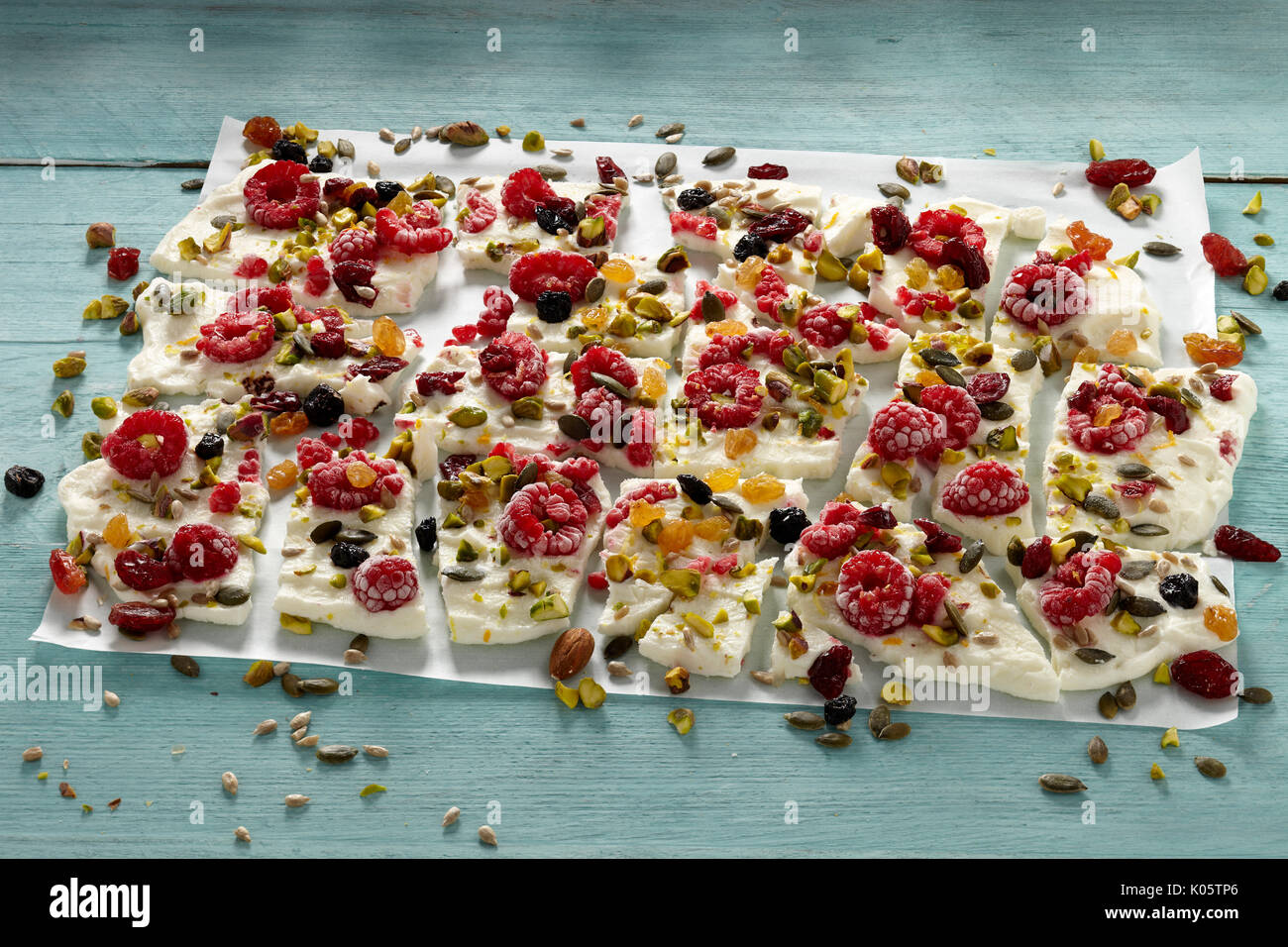 Frozen yogurt greco corteccia Foto Stock