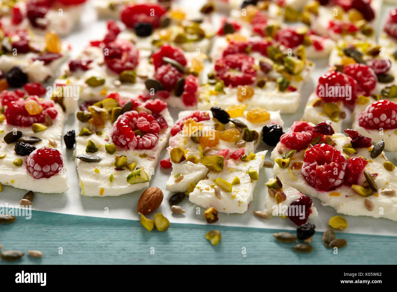 Frozen yogurt greco corteccia Foto Stock