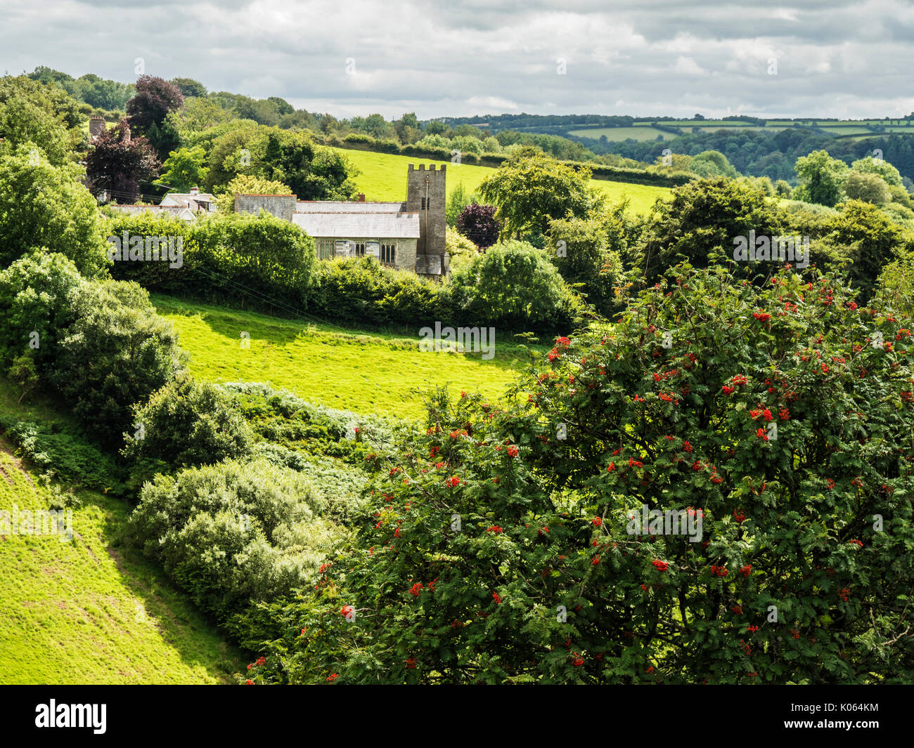 Vista della chiesa di San Pietro in Exton, Somerset. Foto Stock
