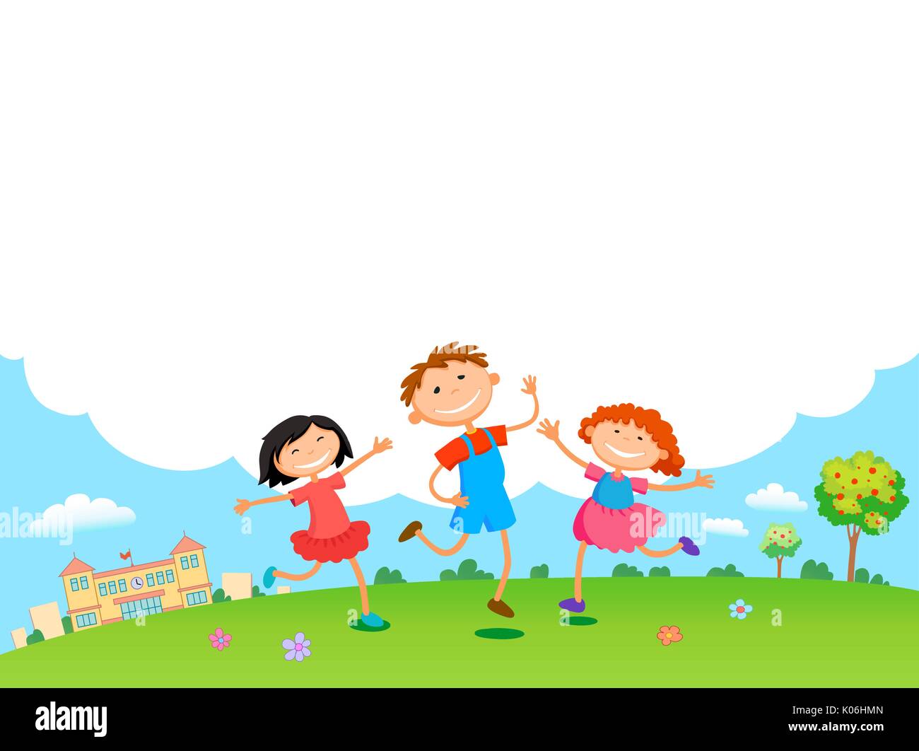 I bambini giocano le nuvole design su sfondo cielo illustrazione vettoriale Illustrazione Vettoriale