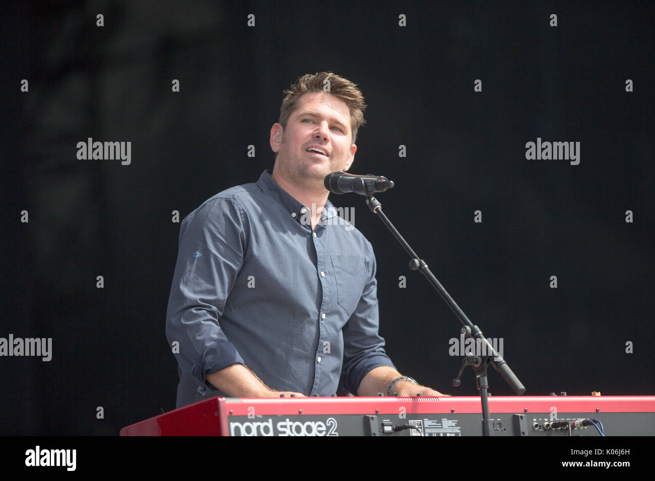 Roy Stride da Scouting per ragazze a Hylands Park,Chelmsford,Essex Domenica,20 Agosto a questo anni V Festival. Foto Stock